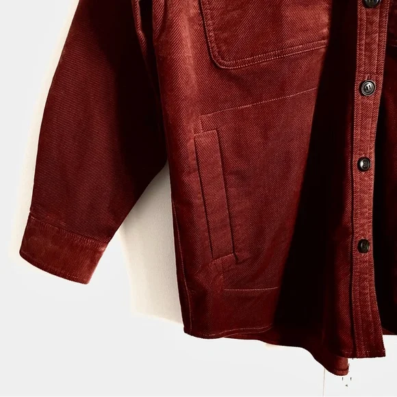 Madewell Corduroy Twill Oversized Shirt Jacket In Orange Size M NWT - Picture 10 of 15